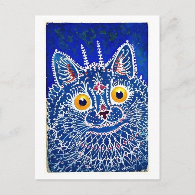 Louis Wain Cat in Gothic Style Vintage Postcard (Front)