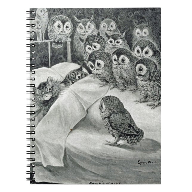 Louis Wain Cat Nightmare Owl Bird Notebook (Front)