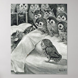 Louis Wain Cat Nightmare Owl Bird Poster