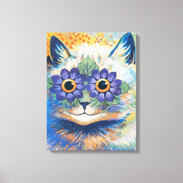 Louis Wain, Cat with Flower-Decorated Eyes, Canvas Print (Front)