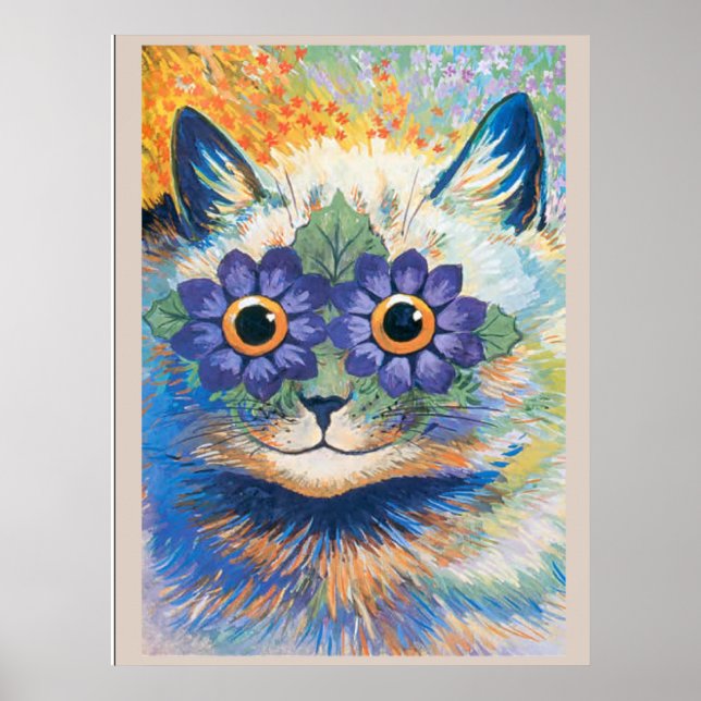 Louis Wain, Cat with Flower-Decorated Eyes, Poster (Front)