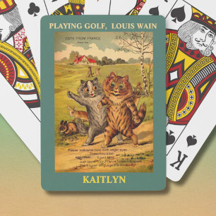 Louis Wain Cats Playing Golf Personalised Cards