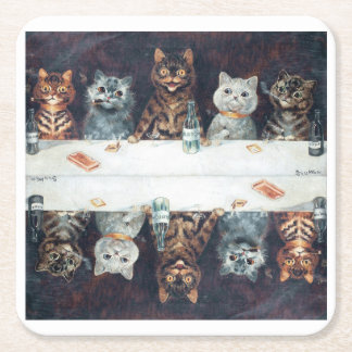 Louis Wain cats Square Paper Coaster