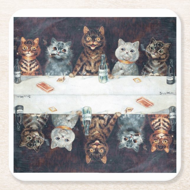 Louis Wain cats  Square Paper Coaster (Front)