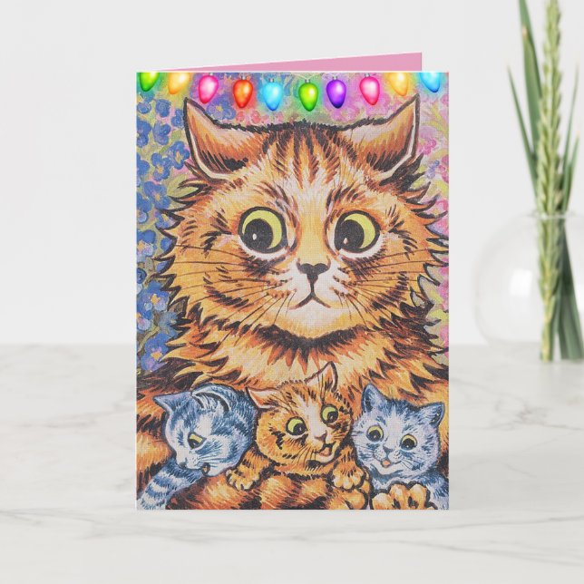 LOUIS WAIN CHRISTMAS CAT CATS GREETING CARDS (Front)