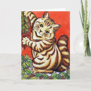 Louis Wain Christmas Cat Decorating Personalised Invitation