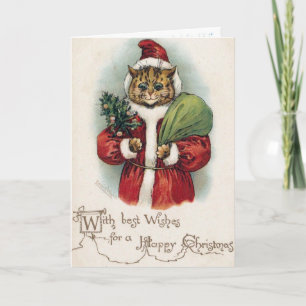 Louis Wain Christmas Cat Folded Greeting Card