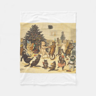 Louis Wain Christmas Party Fleece Blanket
