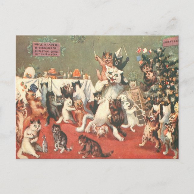 Louis Wain Christmas Party Postcard (Front)