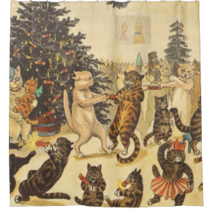 Louis Wain Christmas Party Shower Curtain