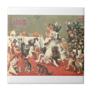 Louis Wain Christmas Party Tile