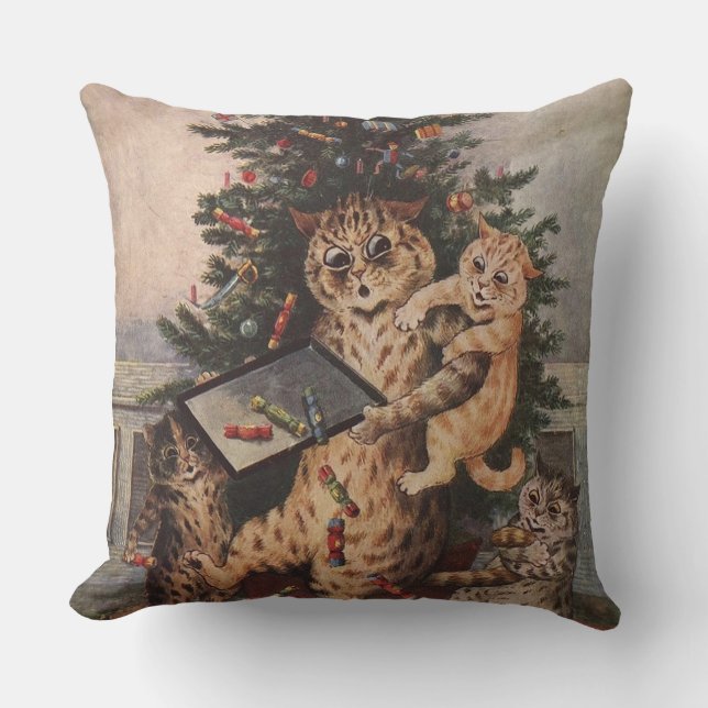 Louis Wain Christmas Time in Catland  Cushion (Front)