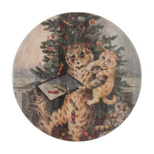 Louis Wain Christmas Time in Catland  Cutting Board