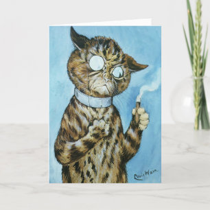 LOUIS WAIN CIGAR CAT BLANK GREETING CARD