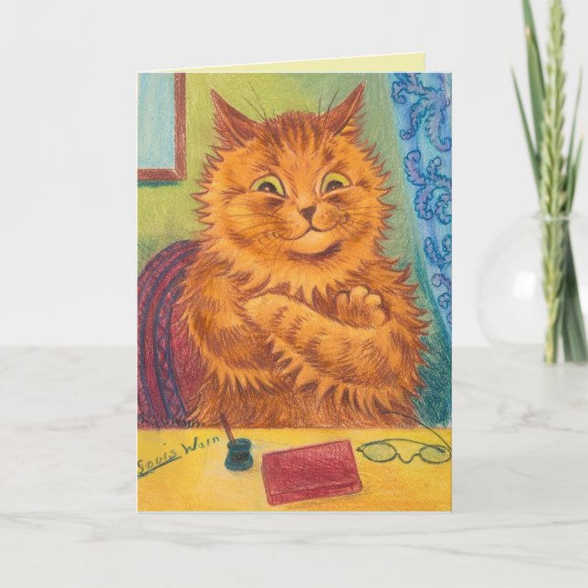LOUIS WAIN GINGER ORANGE CAT ROMANTIC BIRTHDAY  CA CARD (Front)