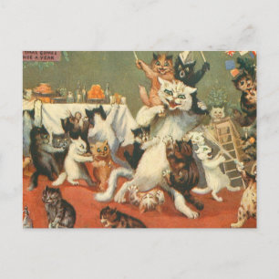 Louis Wain Merry Christmas Postcard