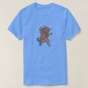 Louis Wain Musical Cat Playing Guitar Vintage Art T-Shirt