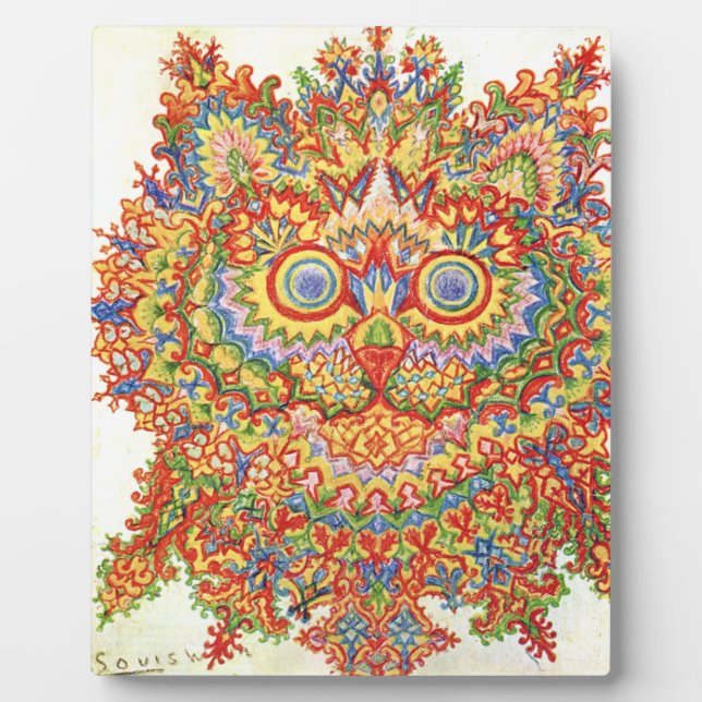 Louis Wain Psychedelic Cat Colourful Plaque (Front)