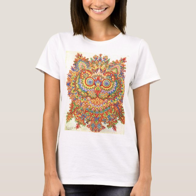Louis Wain Psychedelic Cat Colourful T-Shirt (Front)
