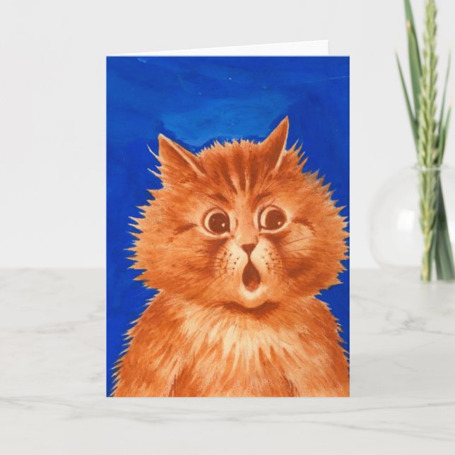 Louis Wain Surprised Orange Cat Card (Front)