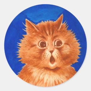 Louis Wain Surprised Orange Cat Classic Round Sticker