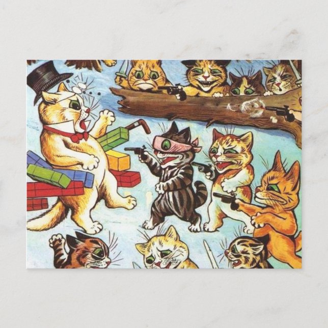 Louis Wain - The Ambush Robbers And Brigands Postcard (Front)