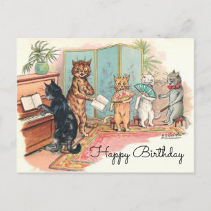 Louis Wain Victorian Cats Parlor Music circa 1903 Postcard