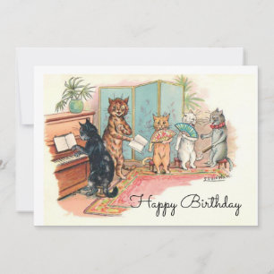 Louis Wain Victorian Cats Parlour Music circa 1903 Thank You Card