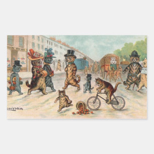 Louis Wain - Victorian Town Cats Rectangular Sticker