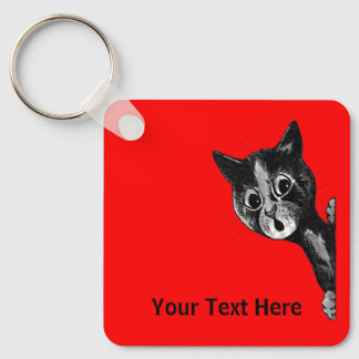 Louis Wain vintage cat image Key Ring