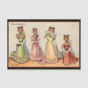 Louis Wain Wallflower Girl Cats Tissue Paper