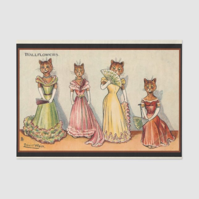 Louis Wain Wallflower Girl Cats Tissue Paper (Front)