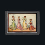 Louis Wain Wallflower Girl Cats Trifold Wallet<br><div class="desc">Louis Wain lady cats dressed up for a dance,  but they end up being wallflowers.</div>