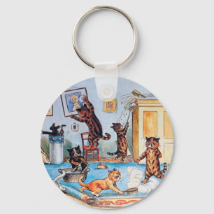 LOUIS WAIN'S FUNNY SPRING CLEANING CATS KEY RING