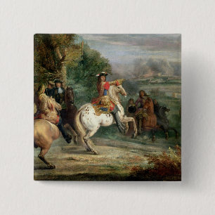 Louis XIV (1638-1715) Overseeing the Siege of a Ci 15 Cm Square Badge