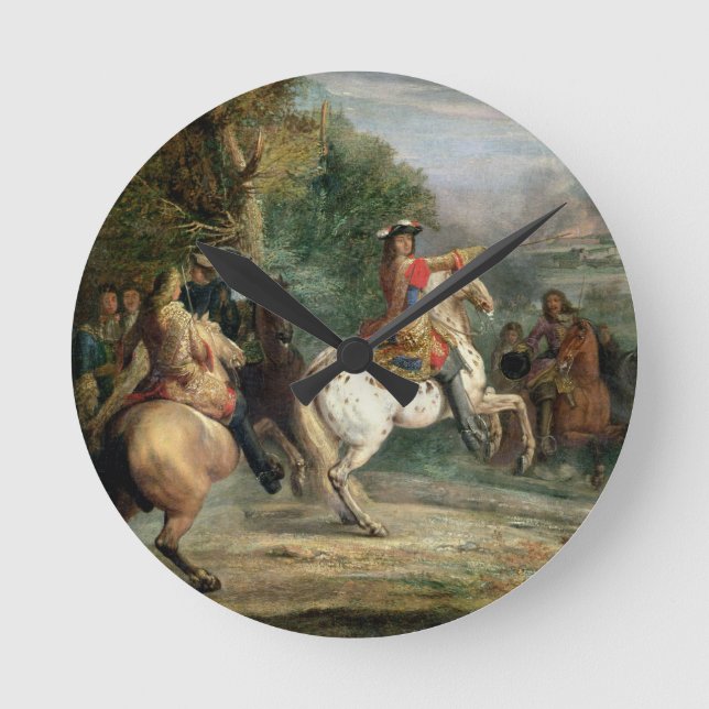 Louis XIV (1638-1715) Overseeing the Siege of a Ci Round Clock (Front)