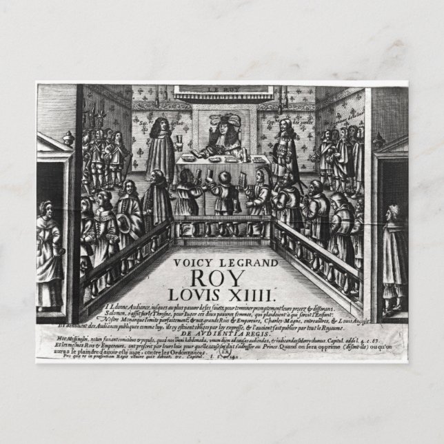 Louis XIV  administering justice Postcard (Front)