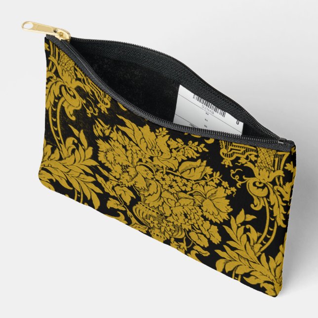 Louis XIV Golden Damask Accessory Pouch (Open)