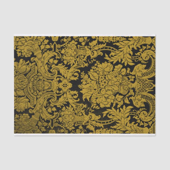 Louis XIV Golden Damask Tissue Paper (Front)