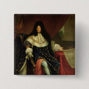 Louis XIV Holding a Plan of the Maison Royale 15 Cm Square Badge
