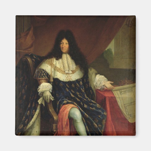Louis XIV  Holding a Plan of the Maison Royale Magnet (Front)