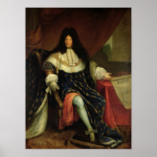 Louis XIV  Holding a Plan of the Maison Royale Poster
