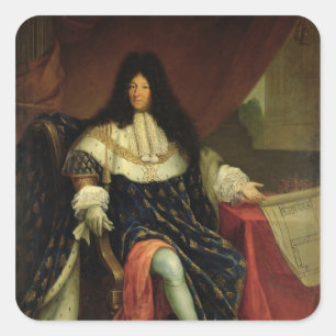 Louis XIV  Holding a Plan of the Maison Royale Square Sticker