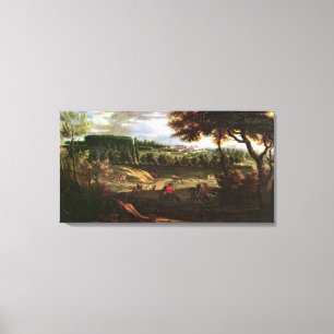 Louis XIV  Hunting at Marly with a View Canvas Print