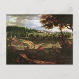 Louis XIV Hunting at Marly with a View Postcard