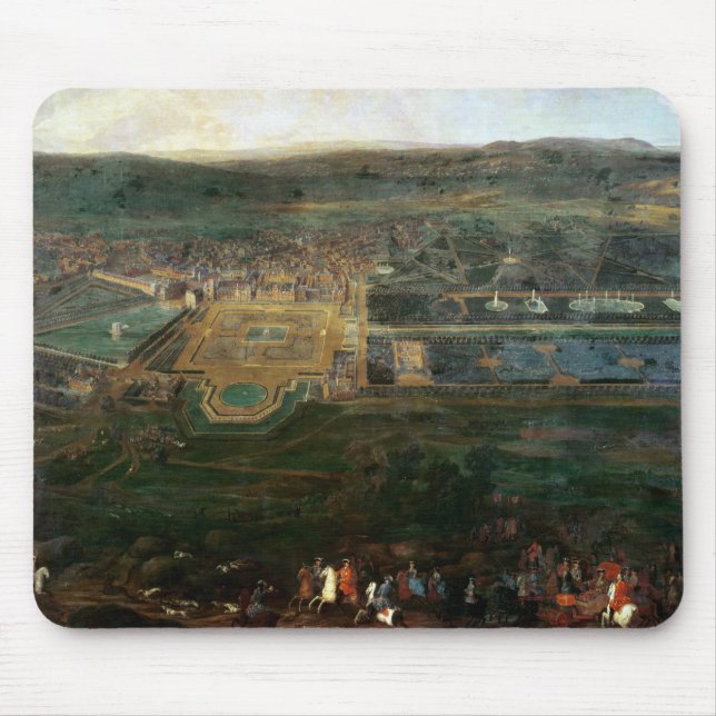 Louis XIV  hunting near chateau of Fontainebleau Mouse Mat (Front)