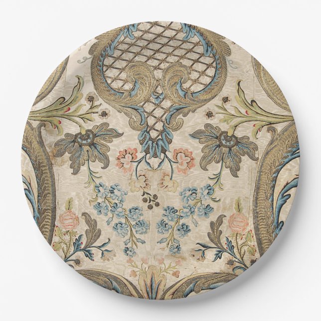 Louis XV Floral Print Paper Plate (Front)