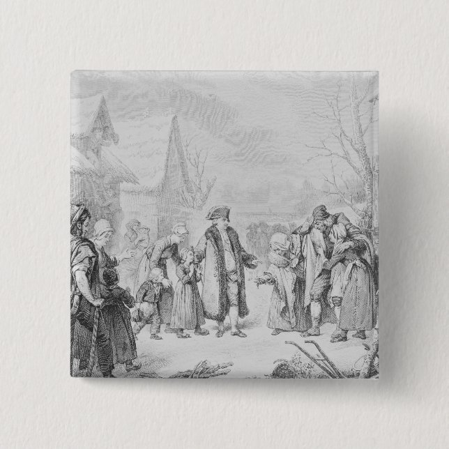 Louis XVI Distributing Alms 15 Cm Square Badge (Front)