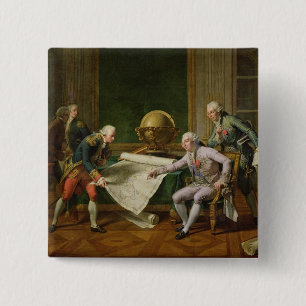 Louis XVI Giving Instructions to La Perouse 15 Cm Square Badge