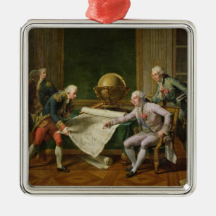 Louis XVI Giving Instructions to La Perouse Metal Tree Decoration